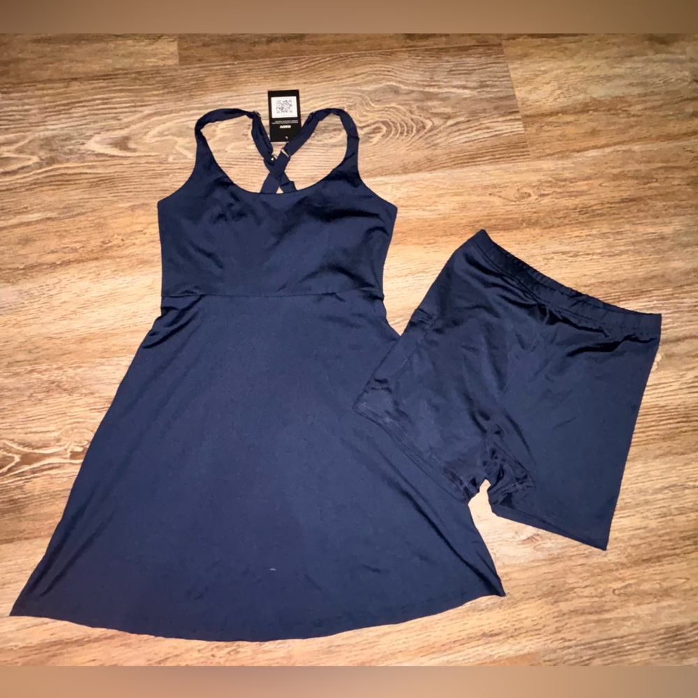 Navy Blue Athletic Dress and Shorts Set